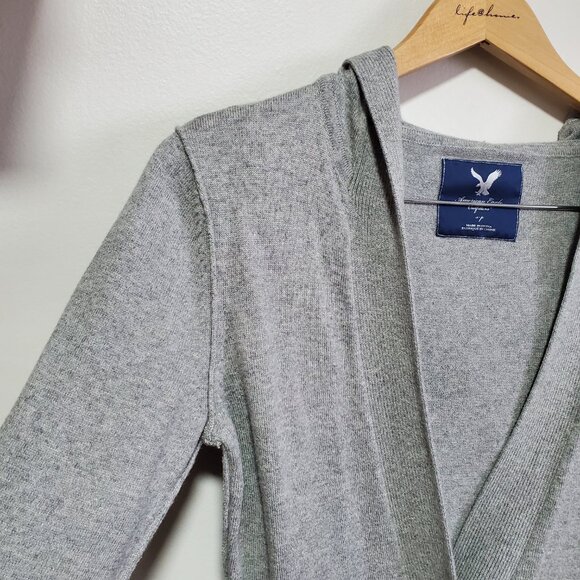 AMERICAN EAGLE Vintage Angora Rabbit Blend Cardigan Button Up Grey Women's Small - Picture 2 of 11